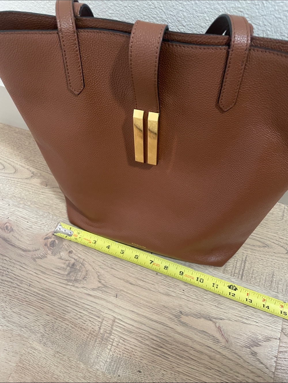 DeMellier Vancouver Tote Bag | Cognac Leather Tote with Gold Hardware - Picture 13 of 16
